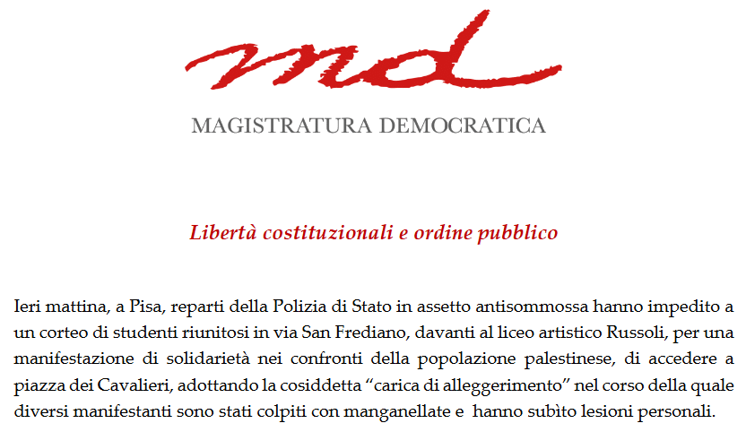 Comunicato di Magistratura Democratica del 24 febbraio 2024